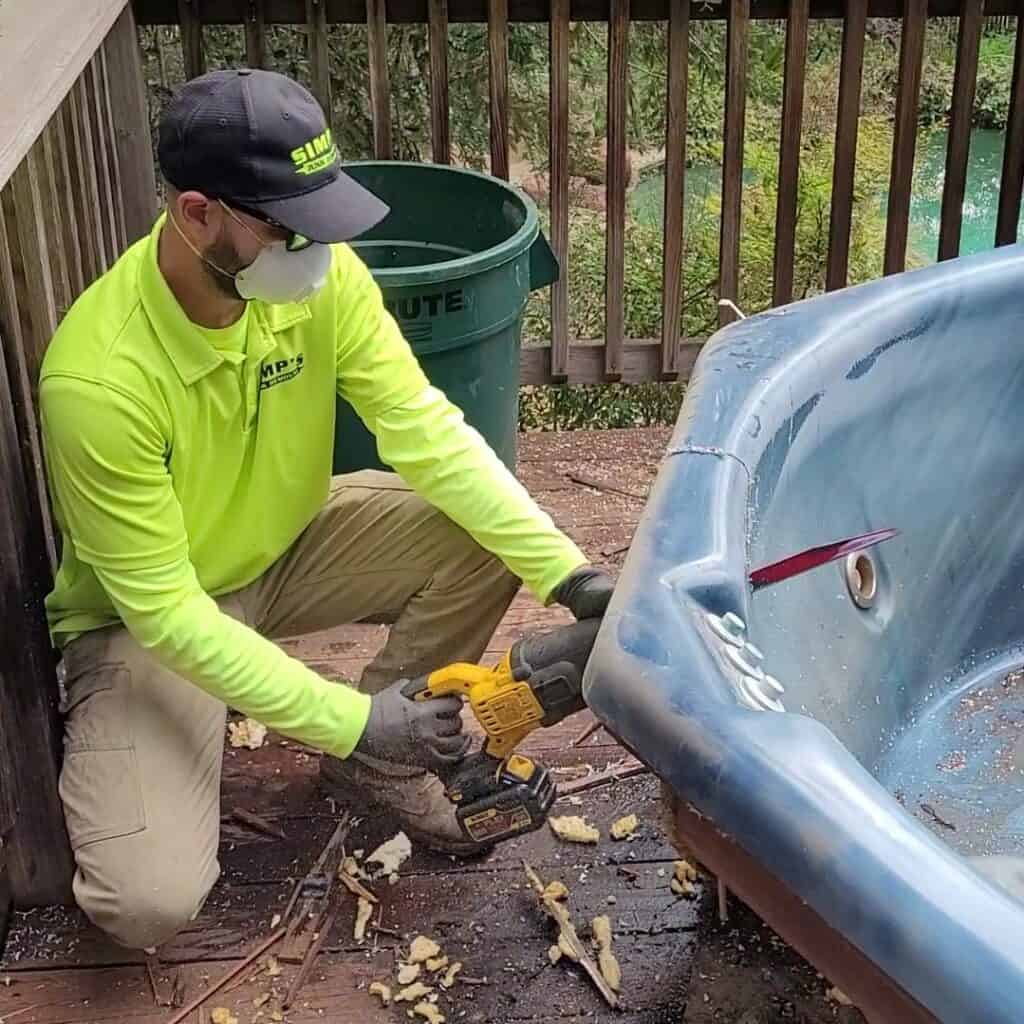 Hot tub demolition